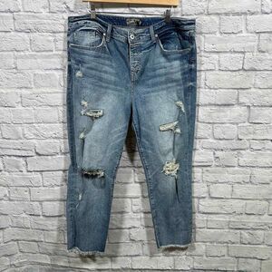 Torrid Jeans Womens 18R Light‎ Wash Slim Distressed Raw Hem Button Fly Denim